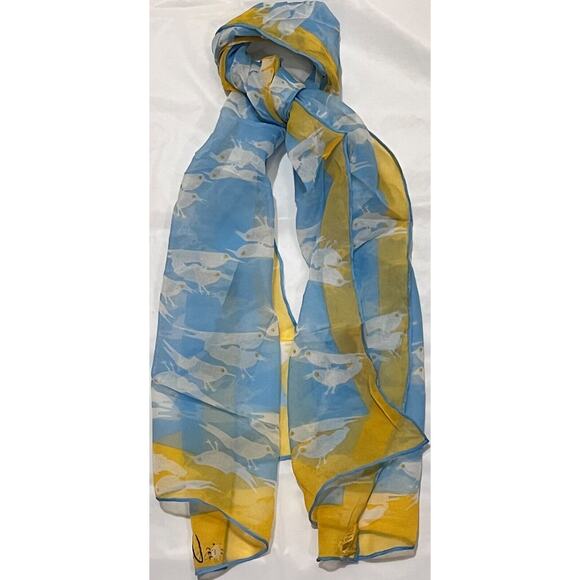 Vintage VERA Neumann Scarf Verasheer Vinal & Silk White birds over blue - Picture 4 of 7